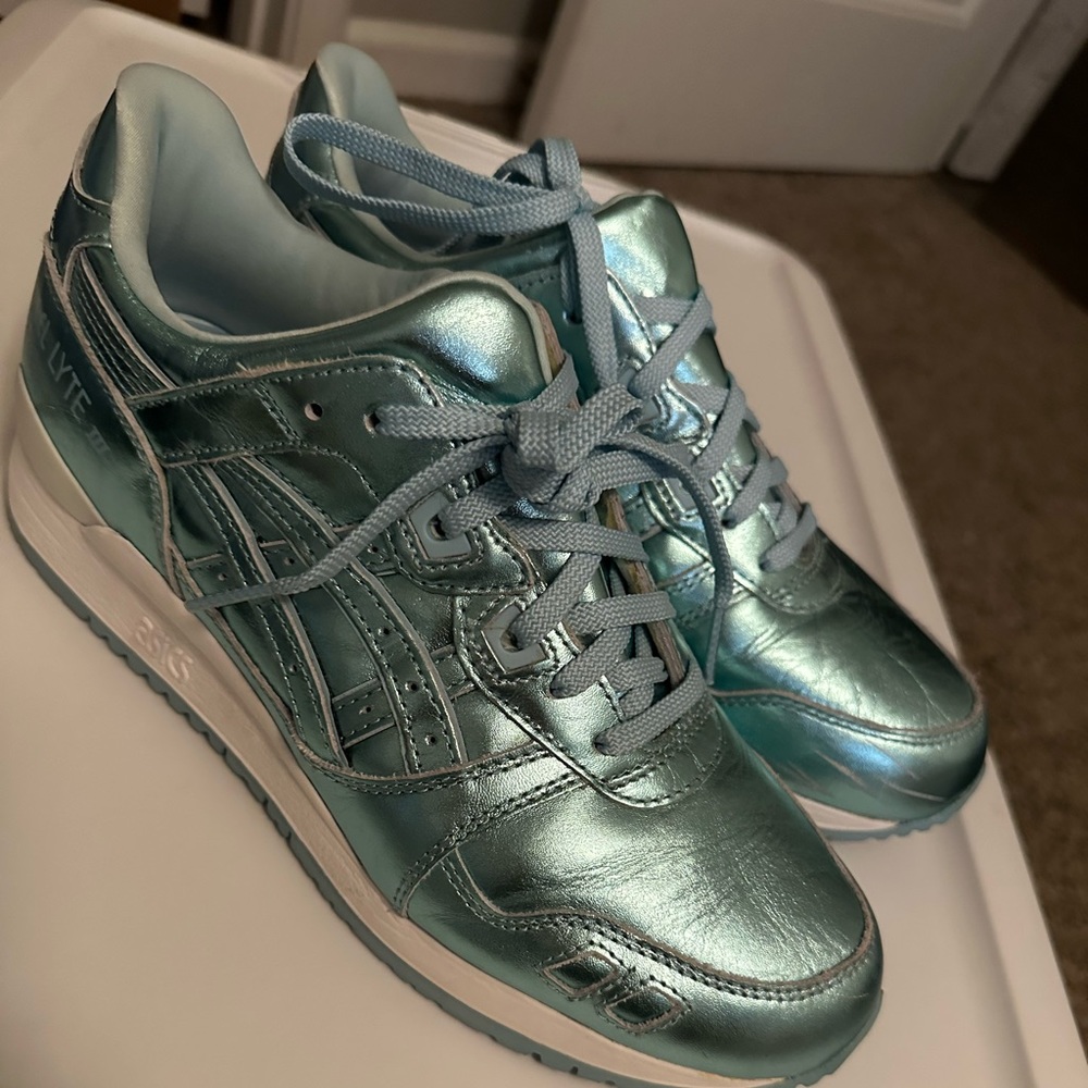 Asics Metallic Blue Athletic Shoes